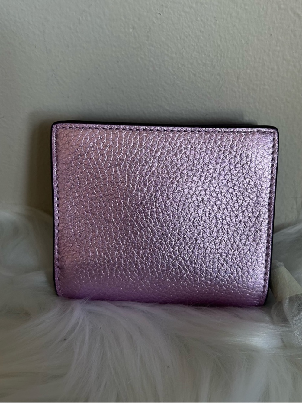 Coach Small Snap Wallet Metallic Lilac Pebbled Leather New - Picture 2 of 5